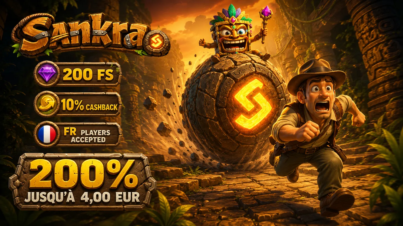 Sankra Casino — bonus de bienvenue 200% jusqu'à 4 000 € et 200 tours gratuits
